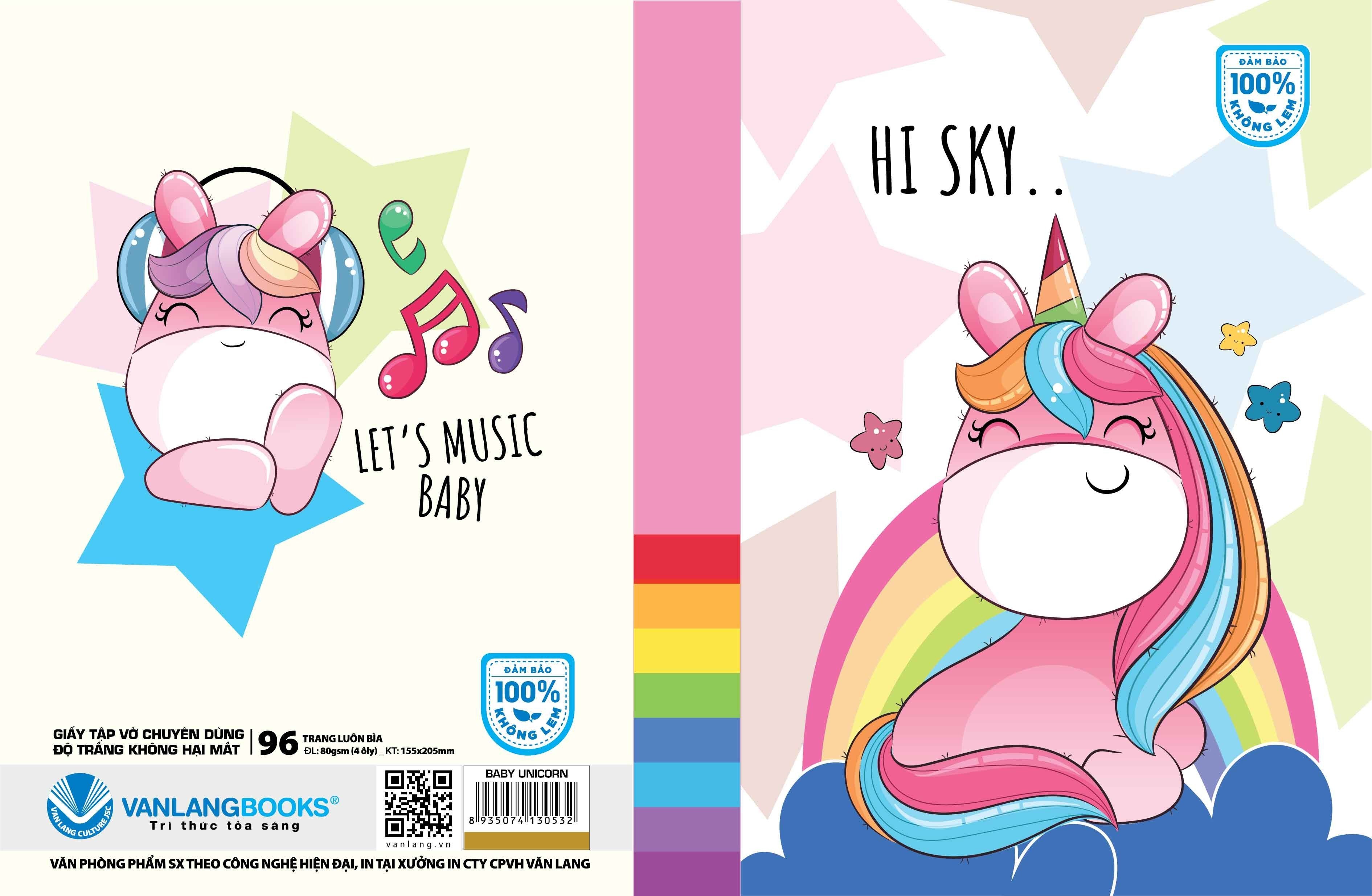 Tập Học Sinh Vanlangbooks 96 Trang Định Lượng 80 (4 Ôly) - Baby Unicorn - Vanlangbooks