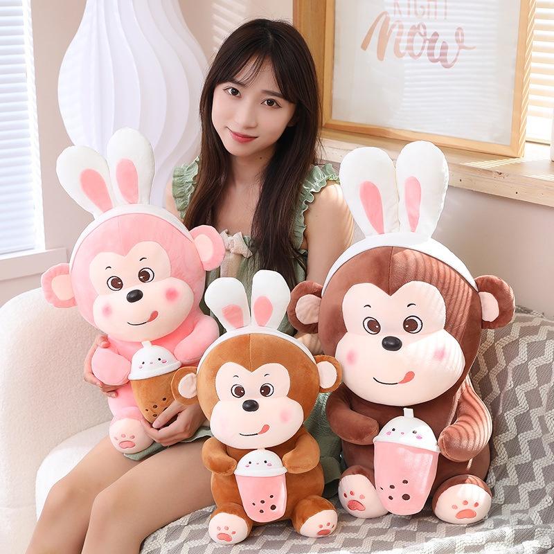 Gấu Bông Khỉ Ôm Bình Sữa Dễ Thương, Khỉ Bông Cute Làm Qùa Tặng Cao Cấp