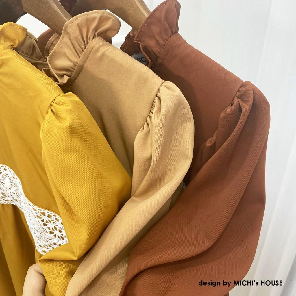Váy suông thiết kế, ngực phối ren, đầm xuông rộng freesize, 3 màu mã V193 - Michi's House