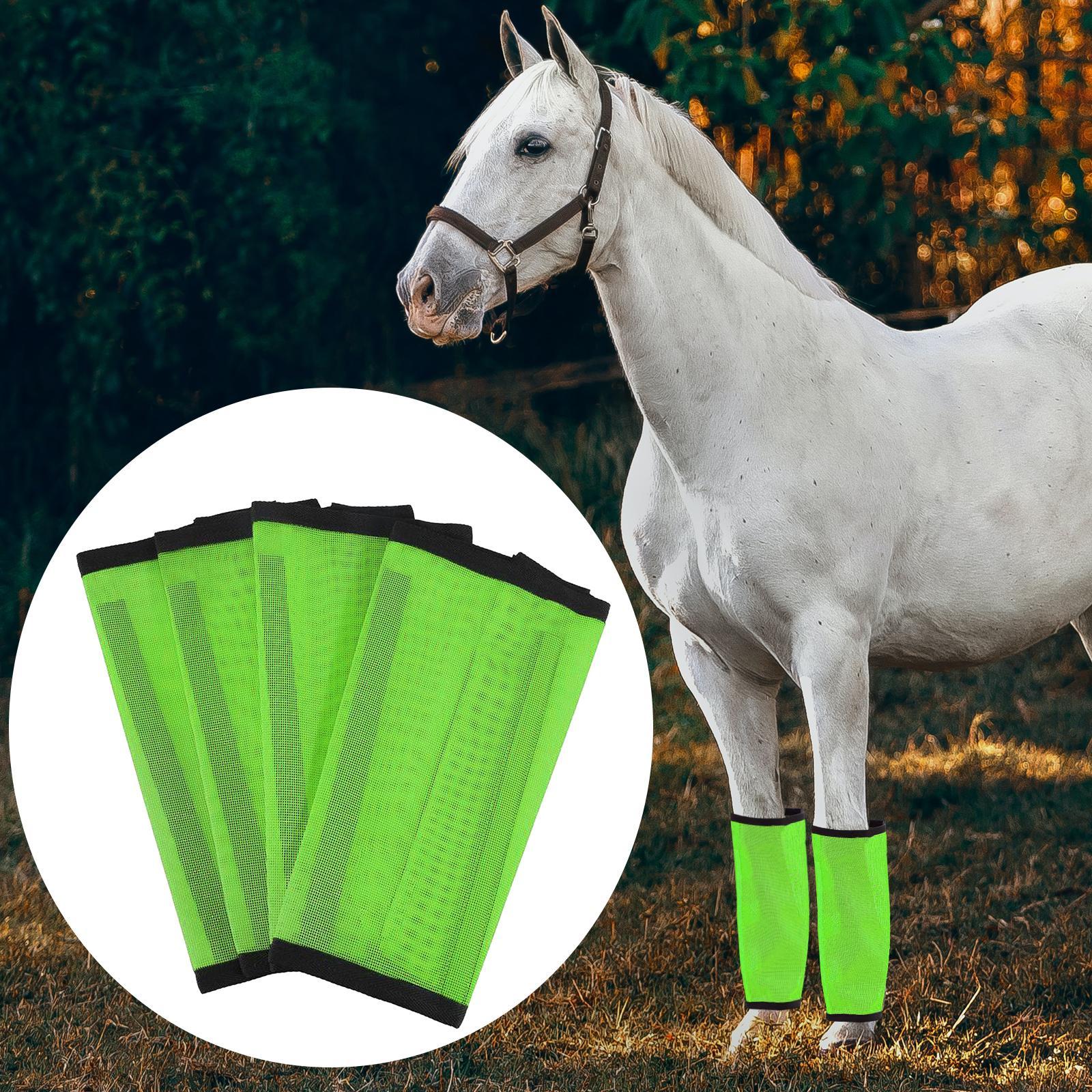 4x Horse Fly Leg Boots, Horse Leg Straps, Breathable Comfortable Loose Fitting Front Hind Legs Guard, Leg Protection Wraps for Training Sports