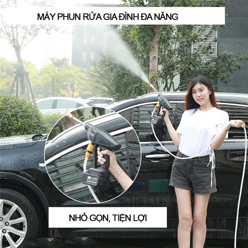 Máy Rửa Xe Dùng Pin HITA 199V - Động Cơ Lõi Đồng Mạnh Mẽ - Chuẩn Hàng Công Ty - D Danido