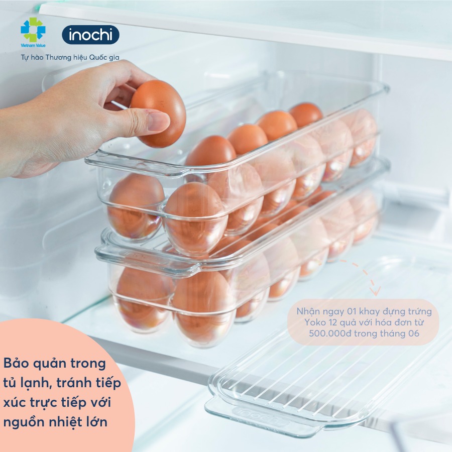 Khay đựng trứng kèm nắp đậy Inochi Yoko 12 quả