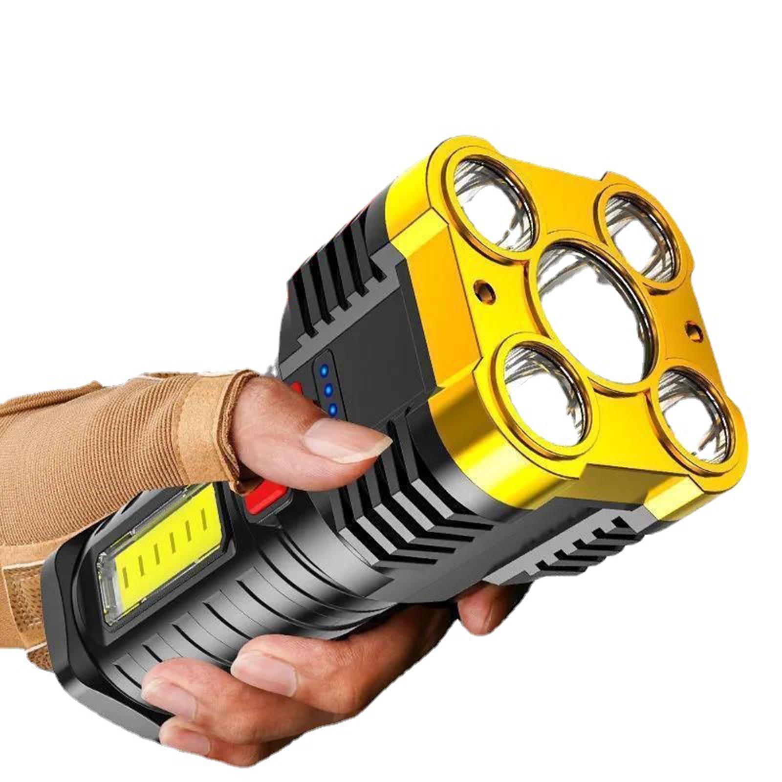 2x LED Searchlight Rechargeable Super Bright Handheld Portable USB Flashlight