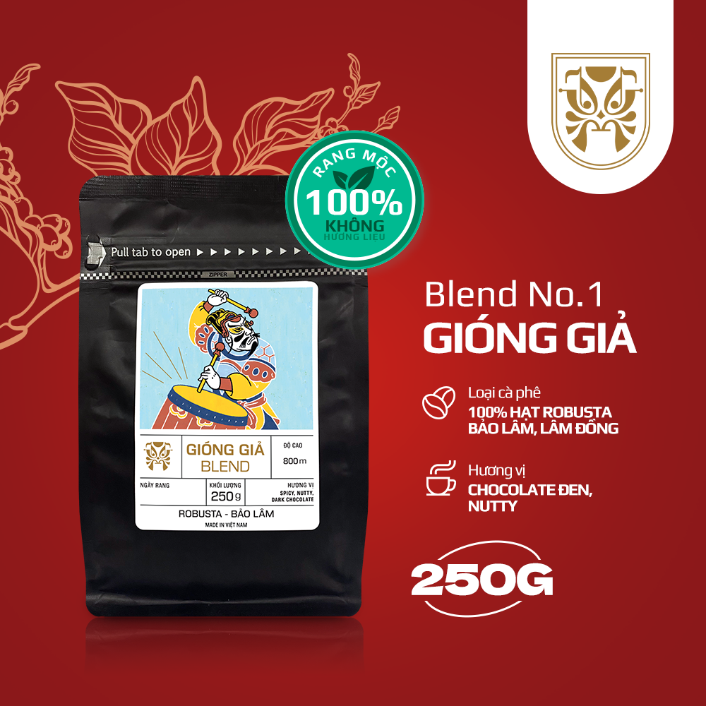 Gióng Giả - 100% cà phê Robusta Natural CLC đậm vị đắng khổ qua, hậu ngọt dài và thơm (Phin, Pha Máy