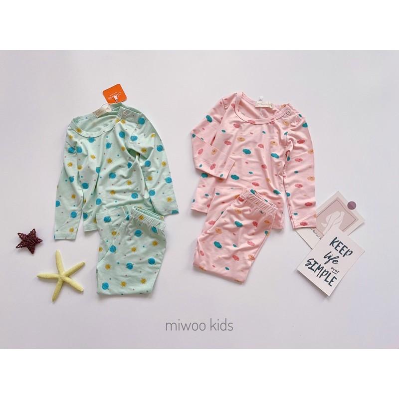 BỘ DÀI TAY NÚT VAI MIWOO KID THUN LẠNH HOẠ TIẾT ĐÁNG YÊU CHO BÉ TỪ 8-19kg