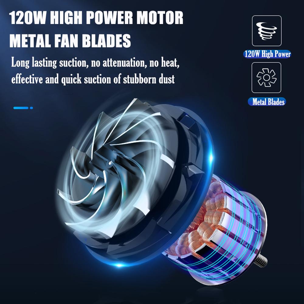 Handheld Car Vacuum Cordless Cleaner Powerful Cyclone Suction USB Rechargeable Portable Auto Mini Car Vacuum Pet Hair