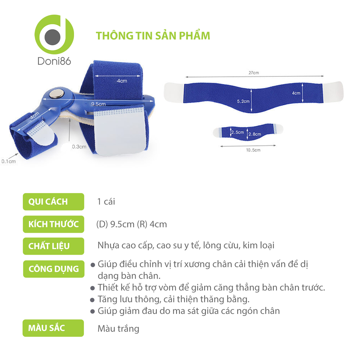 Vớ chỉnh hình bàn chân, khắc phục tình trạng đau và viêm chân, nhỏ gọn, dễ mang theo - Doni - DOPK280