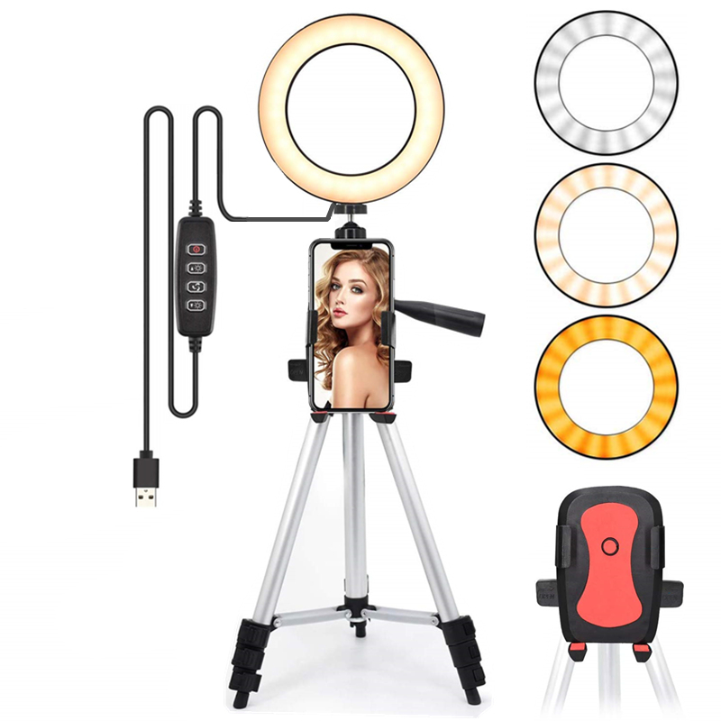 Led Light Ring For Selfie Lamp Ring Light Tripod With Lamp Photography Lighting For Youtube Holder Camera Phone Clip Studio
