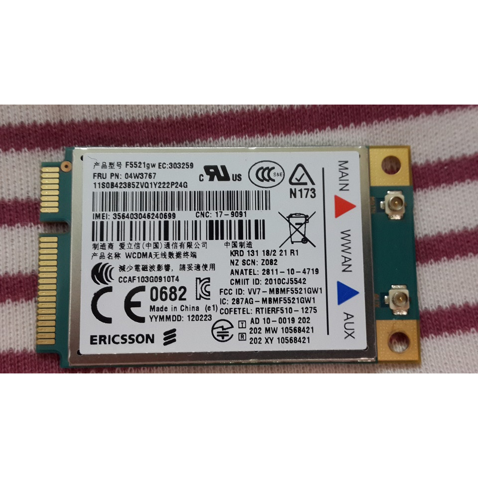 Card wwan 3G Ericsson Lenovo F5521GW Gobi 3000- dùng cho laptop Lenovo Thinkpad X220,T420,T520,W520, L420, L520 - Hàng nhập khẩu