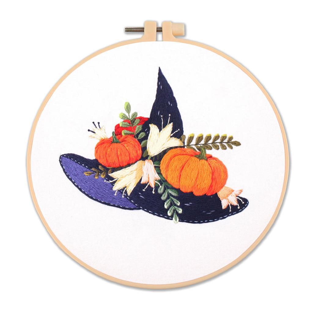 Embroidery Starter Kit with Pattern Beginners Cross Stitch with Hoops Set 1
