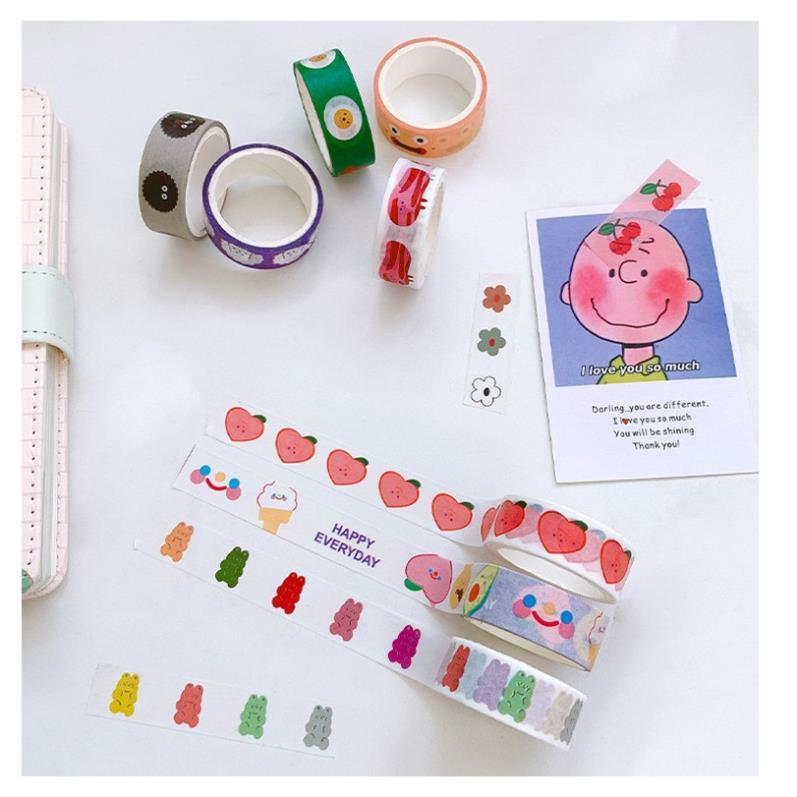 Cuộn băng dính washi tape in họa tiết đáng yêu trang trí sổ tay 20 mẫu - A01 - TIỆM NHÀ MILK