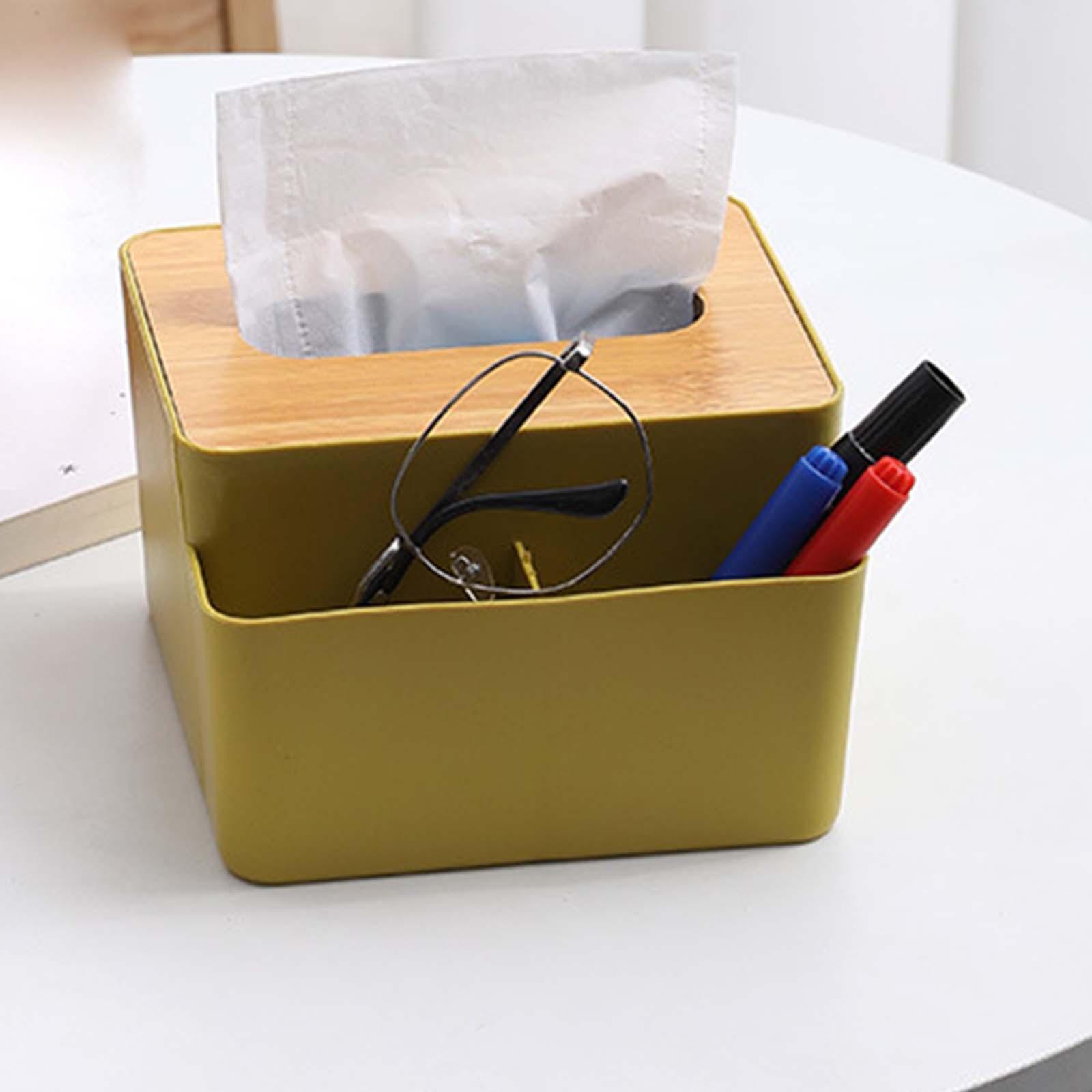 Tissue Cover Napkin Dispenser with Storage Compartment for Kitchen Home Yellow