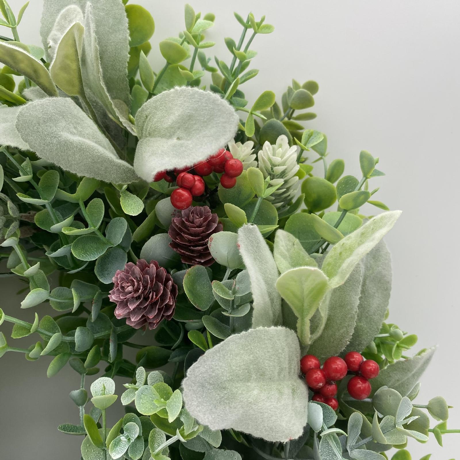 Christmas Flower Wreath Artificial Wreath Wall Hanging Greenery Wreaths for Xmas