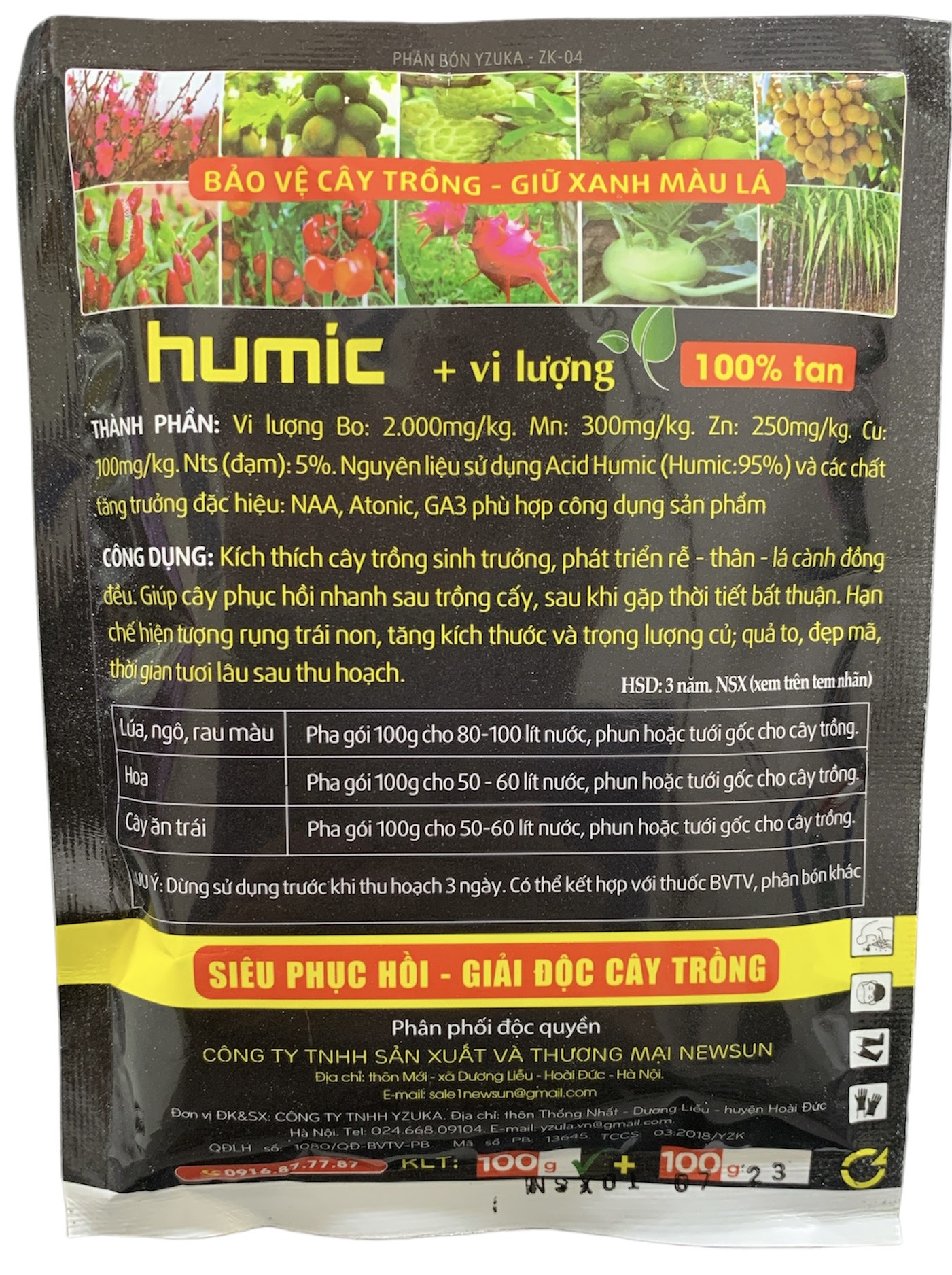 Phân Bón Kích Rễ Humic Acid Powder 95% + vi Lượng - nhập khẩu từ Mỹ - gói 100Gr