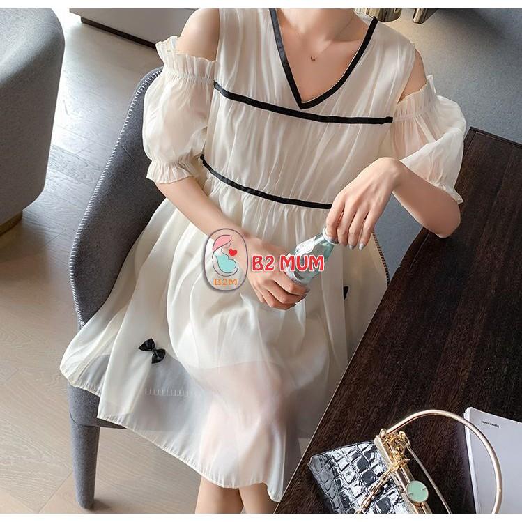 Váy cổ tim tơ trắng