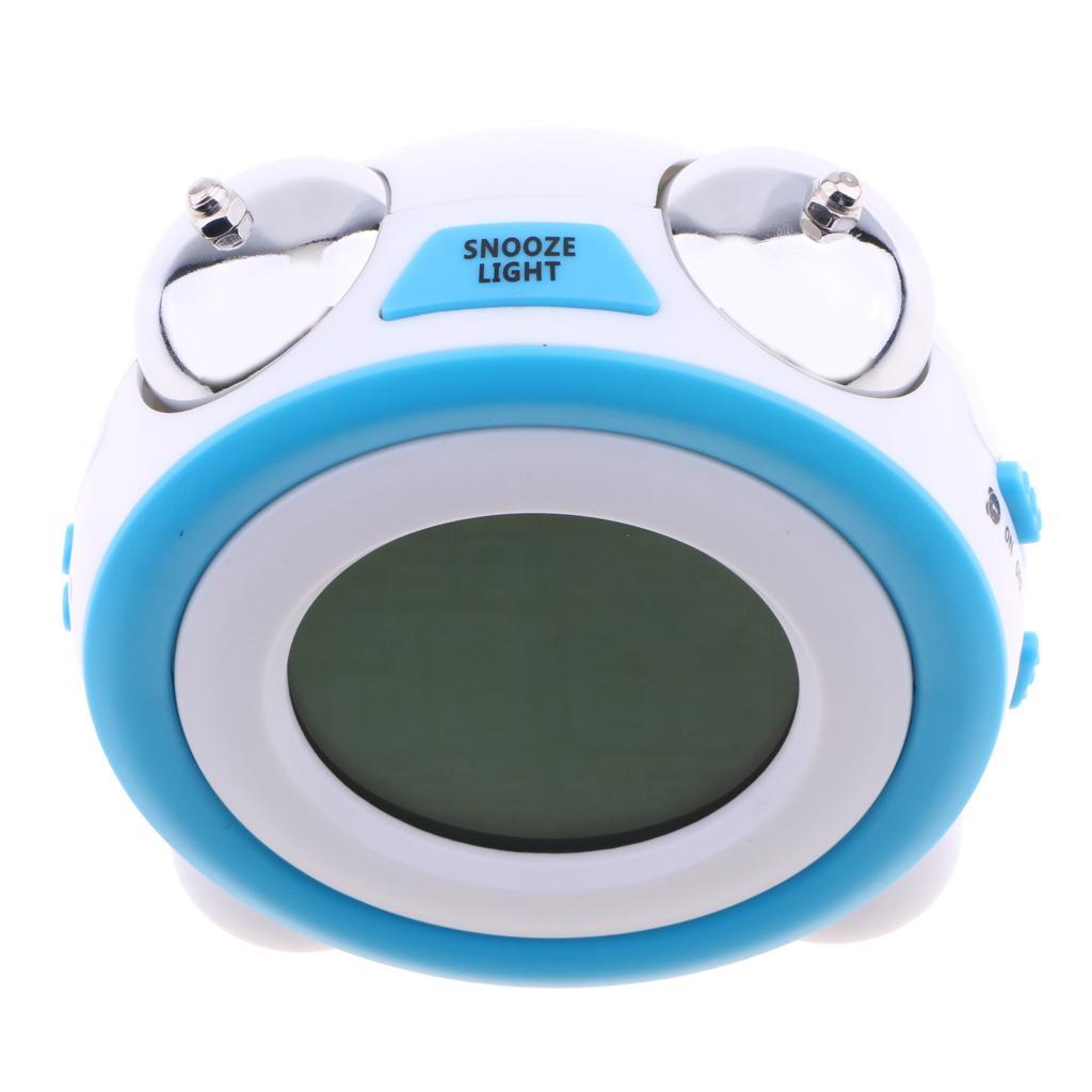 Digital Dual Alarm Clock Loud Alarm Clock Twin Bell Kids Small Clock blue