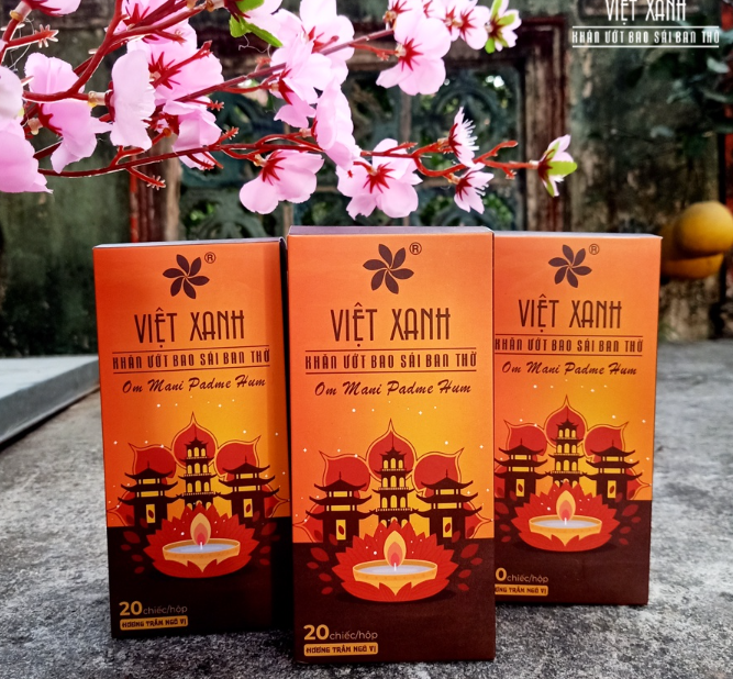 Hộp 20 khăn ướt bao sái ban thờ Việt Xanh