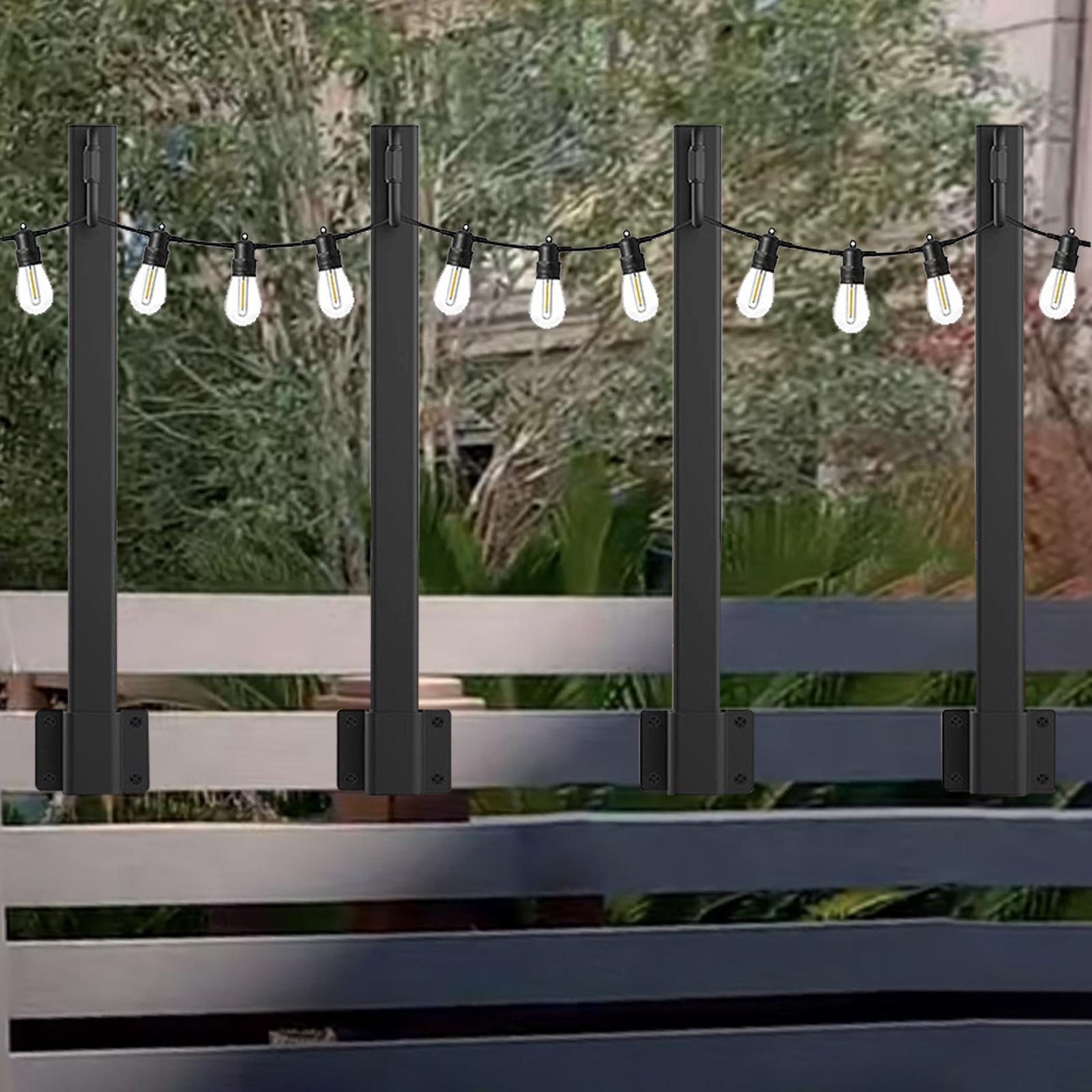 4Pcs Patio Lighting Stand String  Metal Poles for Wedding Garden