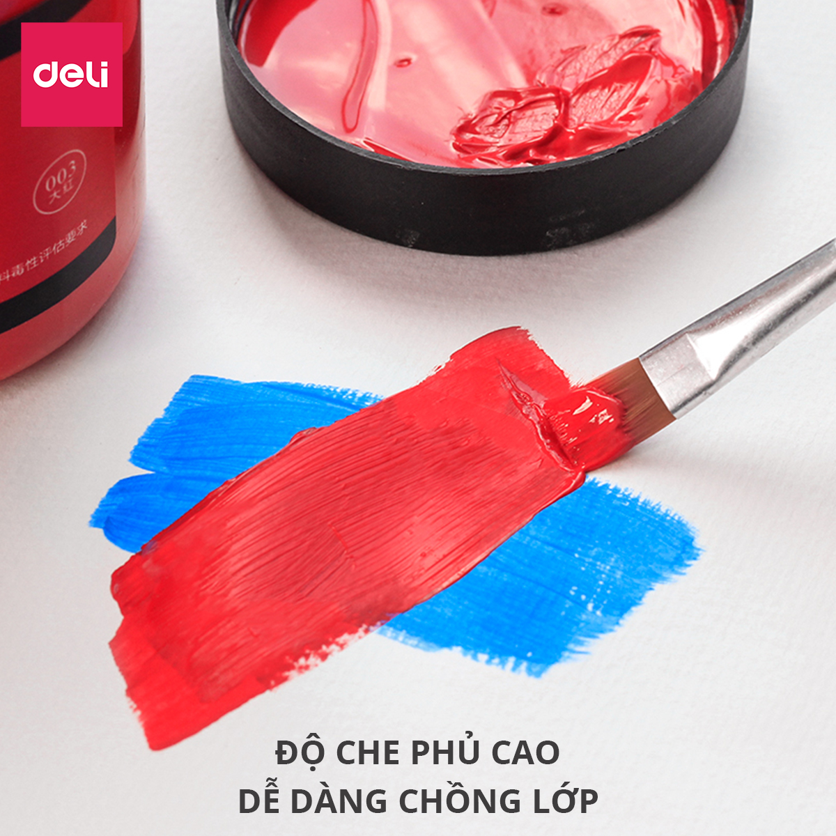 Màu Acrylic 300ml cao cấp dạng hũ Deli - Tô đất sét, đất nặn tự khô, vẽ vải, giày, đa chất liệu, tươi sáng, nhanh khô - Nhiều màu sắc - 73875