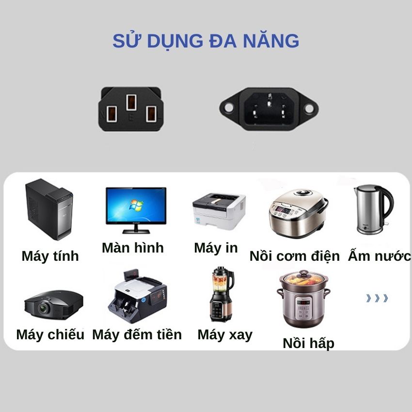 Dây nguồn máy tính - Dây nguồn 2 chấu tròn chất lượng cao cho máy tính, màn hình, máy in và các thiết bị ngoại vi khác