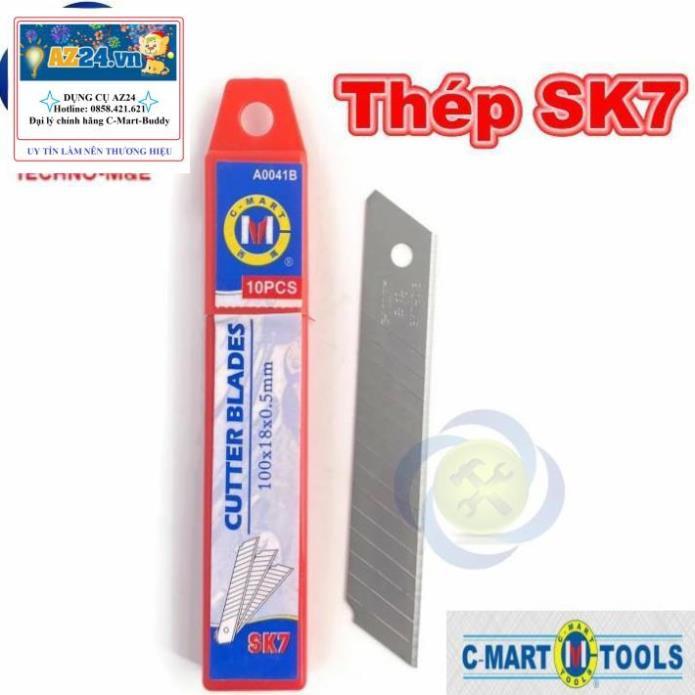 Lưỡi dao rọc giấy C-Mart A0041B 14 rãnh 10 lưỡi/hộp 100 X 18 X 0.5mm RẺ NHÂT THỊ TRƯỜNG RẺ NHẤT THỊ TRƯỜNG
