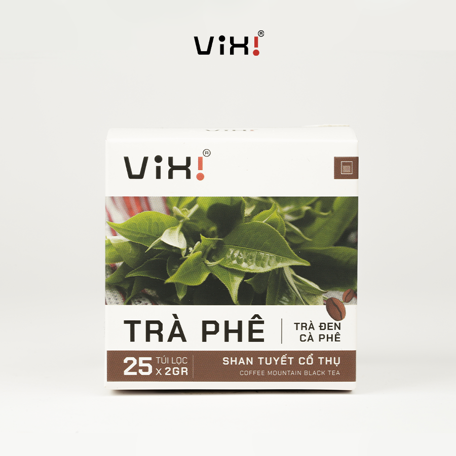 Trà phê túi lọc ViXi từ trà Shan Tuyết cổ thụ và cà phê Arabica hộp 50gr