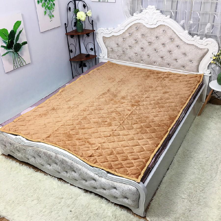 Thảm Nỉ, Thảm Cừu Đa Năng Trải Giường 3 Lớp Siêu Dày, Siêu Ấm Màu NÂU