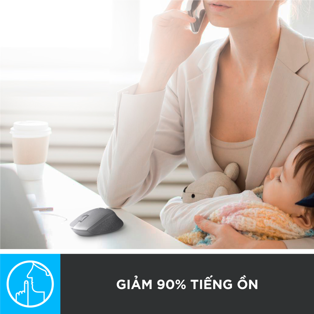Chuột không dây Logitech M330 Silent Plus giảm ồn 90% - USB 2.4GHz, pin 2 năm, phù hợp người thuận tay phải, PC/ Laptop - Hàng chính hãng - Màu Đen