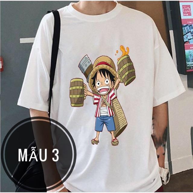 Áo thun Luffy mũ rơm    Áo phông cotton tay ngắn hoạt hình One piece đảo hải tặc unisex nam nữ bận đều đẹp