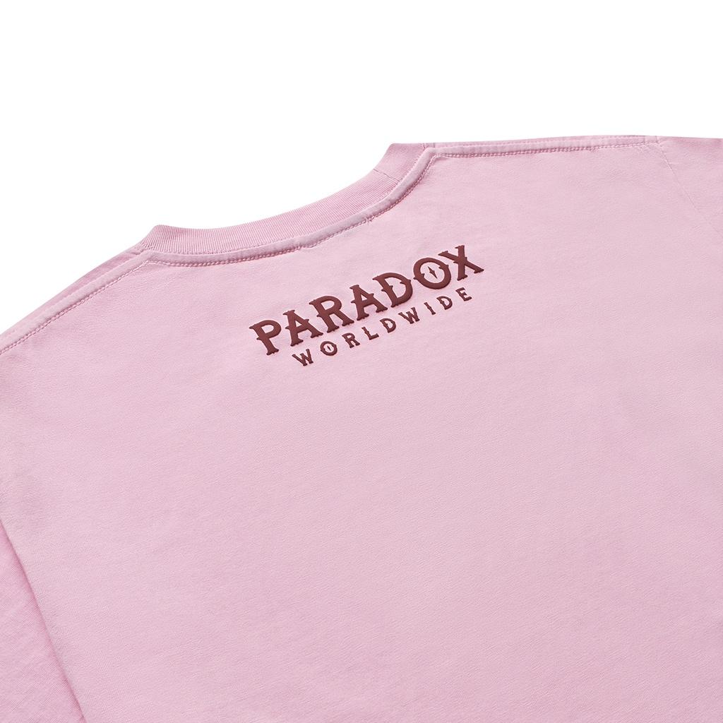 Áo thun form rộng Paradox tay lỡ - Unisex - In hình - VERTICAL EMBOSSING - Màu hồng phấn