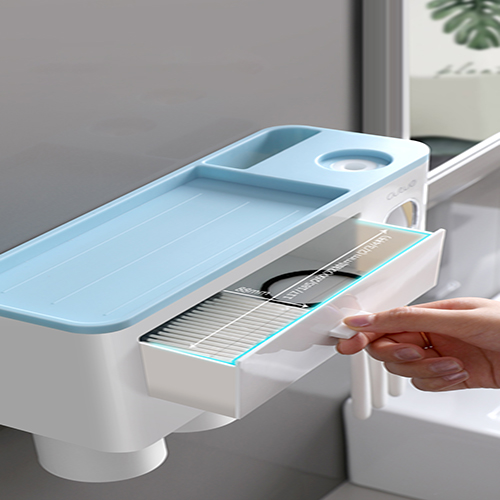 KỆ ĐỂ KEM ĐÁNH RĂNG VÀ BÀN CHẢI THÔNG MINH 3 CỐC CÓ NHẢ KEM ĐÁNH RĂNG TỰ ĐỘNG KÈM CỐC HÚT TỪ TÍNH