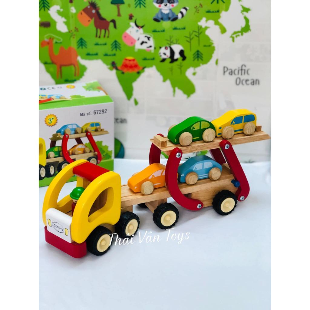 Đồ chơi Xe Trượt Xe Chở Hàng hai tầng bằng gỗ | Xe 2 tầng Winwintoys