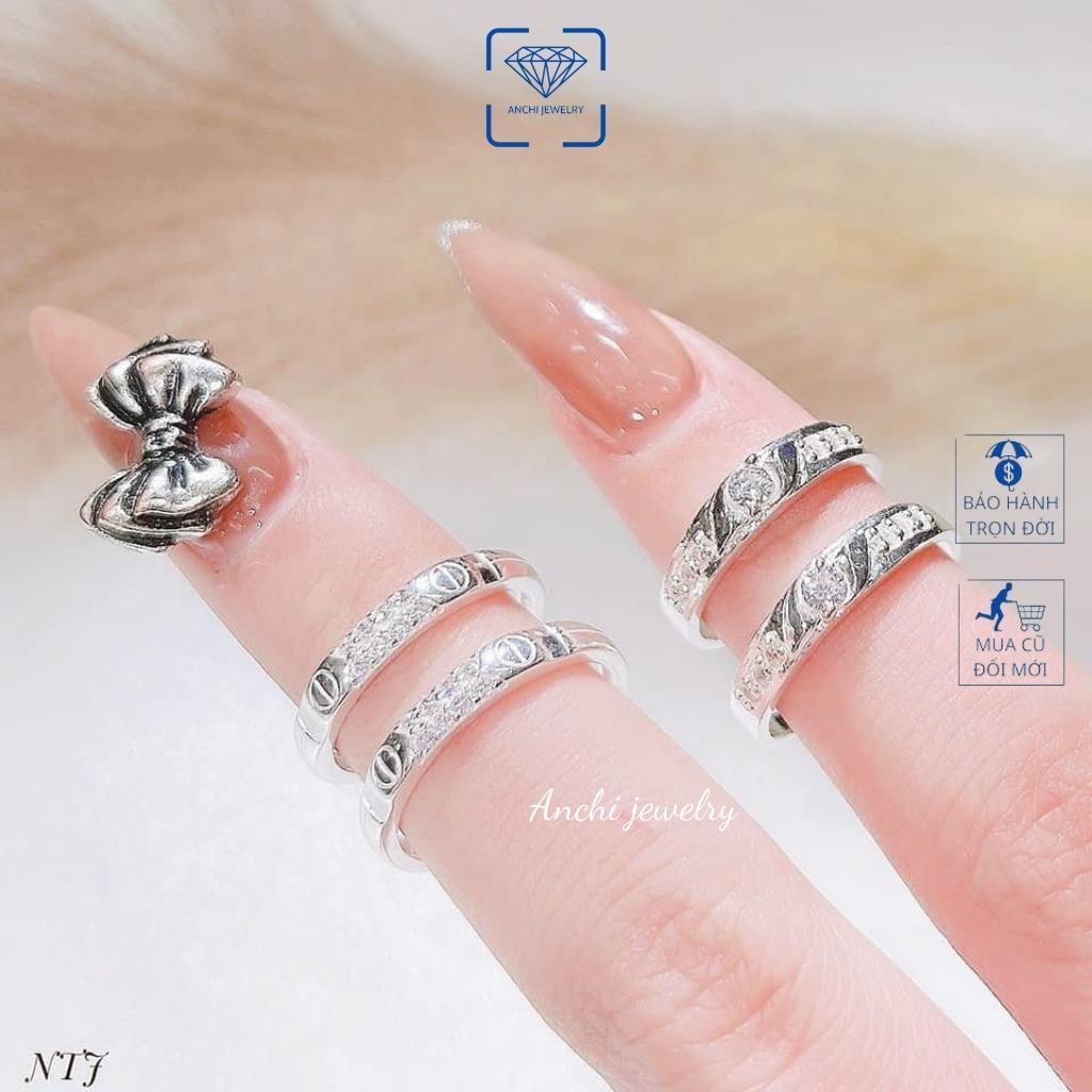 Nhẫn đôi nam nữ khắc trái tim bạc thật đẹp rẻ, Anchi jewelry, quà 8 3