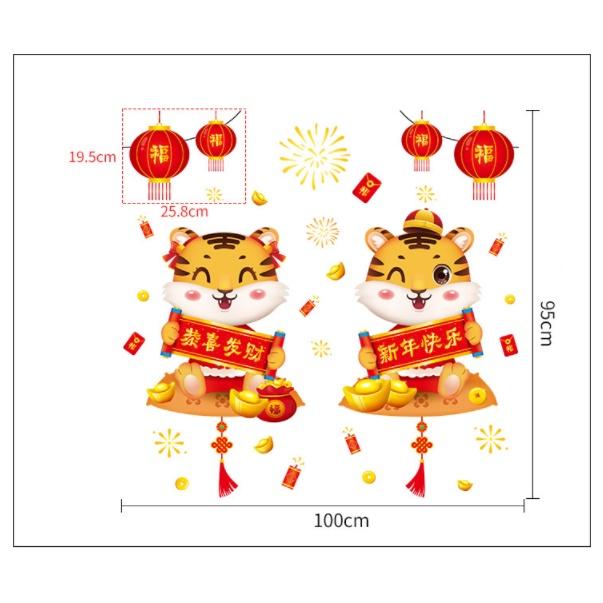 Decal trang trí Tết - Cùng 2 bạn hổ vui vẻ năm mới
