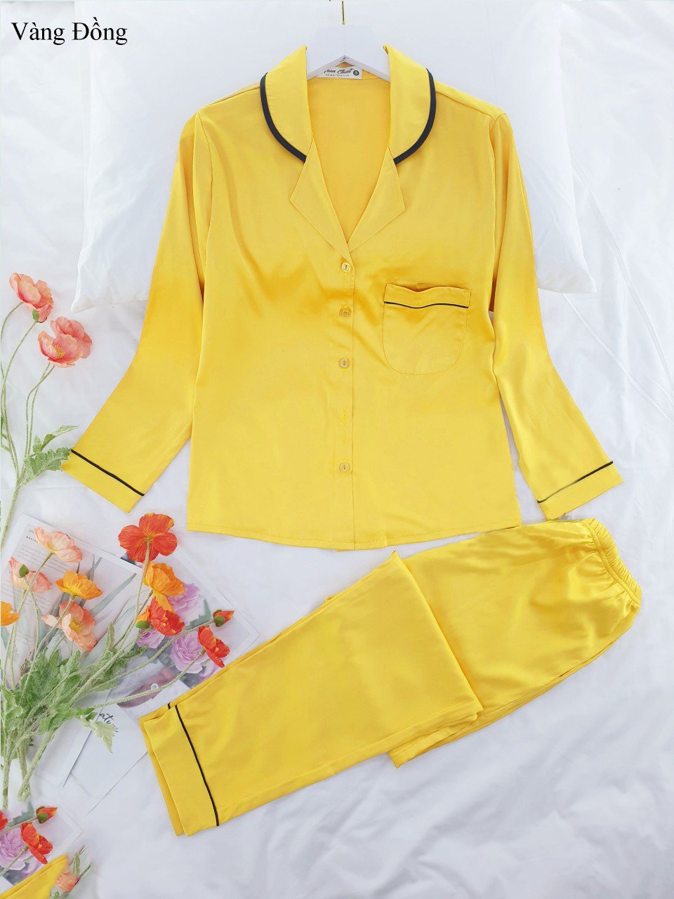 Đồ Ngủ Nữ Pyjama Tay Dài Quần Dài HW1002 đồ ngủ nữ đẹp lụa Pháp cao cấp, mềm mịn,thoáng mát - RELAX