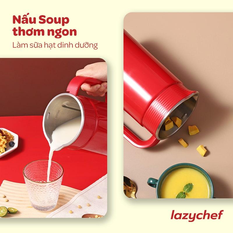 Máy Xay Sinh Tố Đa Năng Lazychef 5in1- Làm Smoothie, Soup Bột Mịn, Sữa Ngô, Bình Đun Nước Công Nghệ Đức – Hàng Chính Hãng