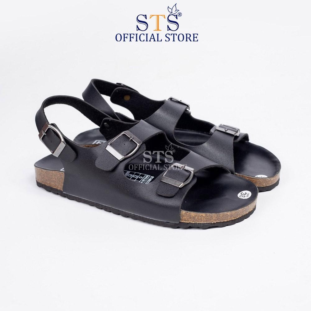 Dép sandal quai ngang Birken quai hậu đế trấu 3 lớp Da PU cao cấp unisex nam nữ STPU02