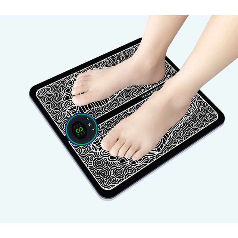 Tấm thảm massage chân xung điện EMS  cáp sạc USB ,có đèn Led hiển thị với các chế độ khác nhau giúp thư giãn thoải mái cho bàn chân và chân giúp lưu thông máu và giảm cứng cơ phù hợp với người lao động , lớn tuổi , tập thể thao , nhỏ gọn dễ mang theo