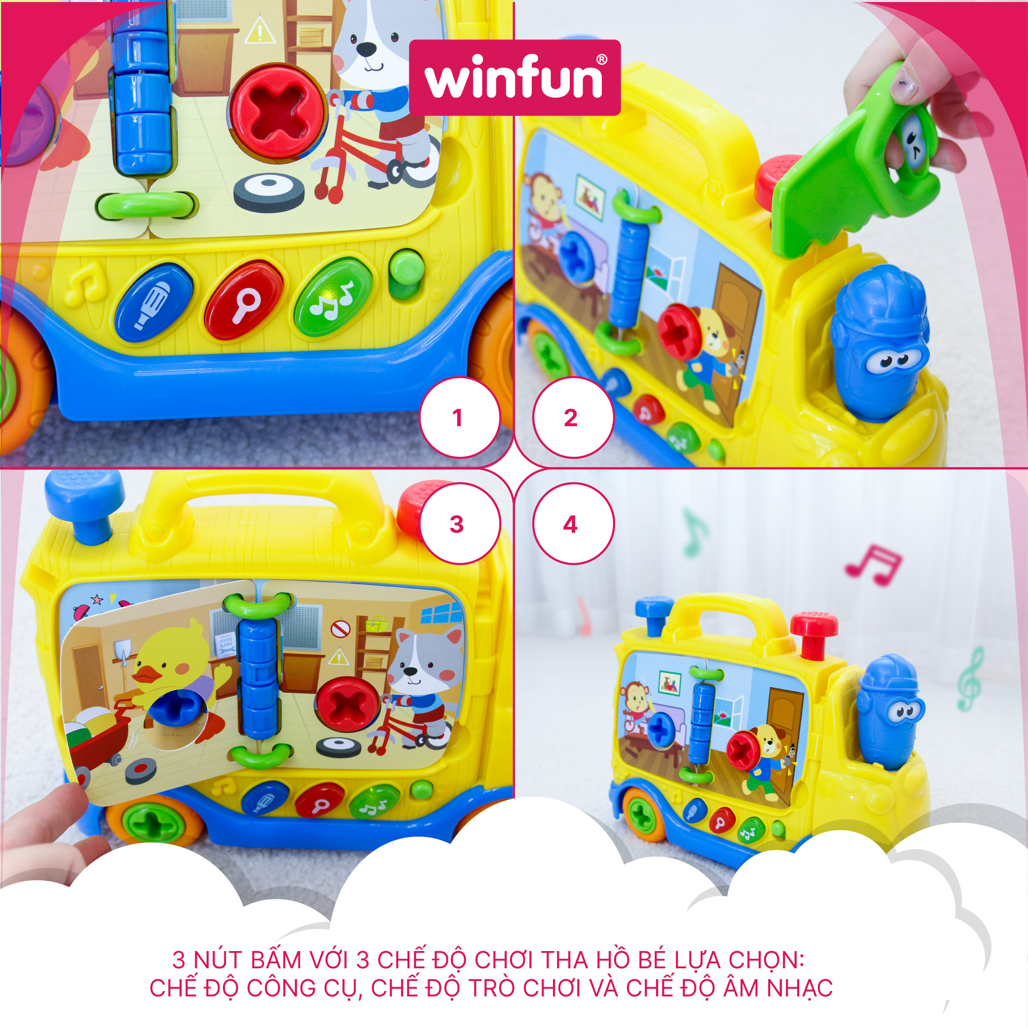 Đồ chơi dụng cụ cơ khí hình xe tải - bé tập làm kỹ sư Winfun 0795-01 - Phiên bản nói tiếng anh