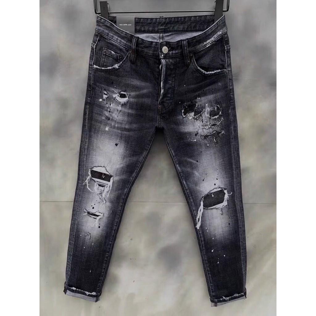 Quần Jeans Nam thiết kế vảy sơn phối hợp rách gối được nhiều bạn ưa chuộng King168 , quần jean cao cấp nam V21