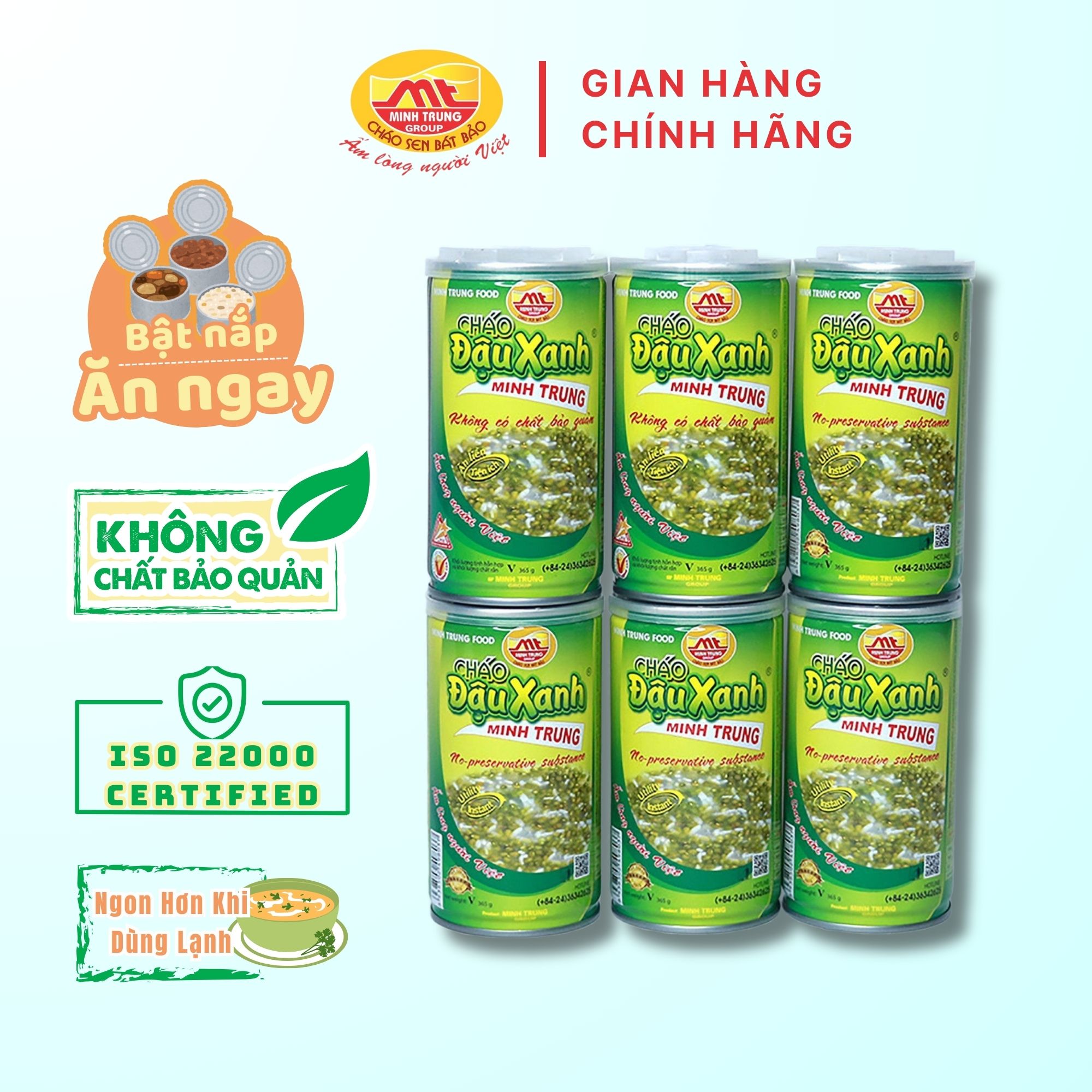 Cháo Đậu Xanh Minh Trung Lốc 6 lon