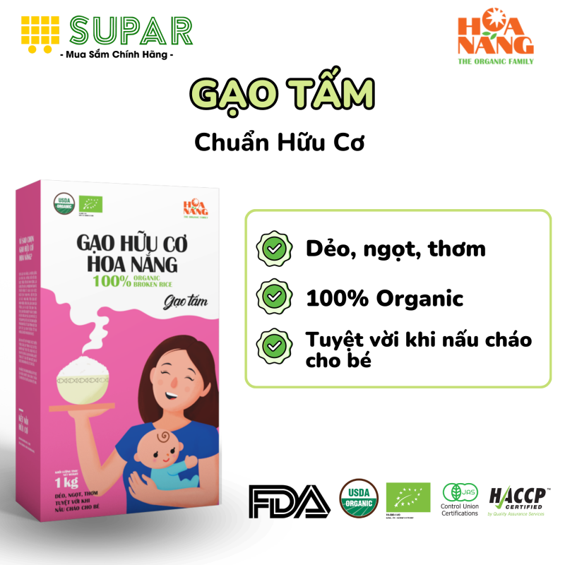 Gạo Tấm Hữu Cơ Hoa Nắng Hộp 1 kg