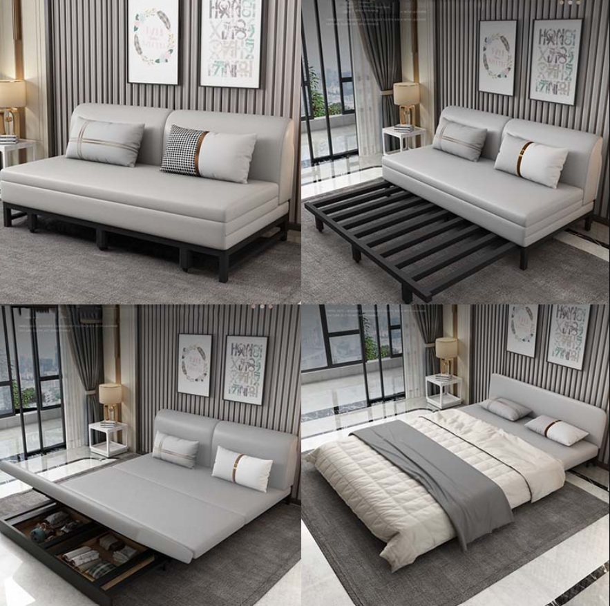 Sofa giường đa năng khung sắt không tay hộc kéo HGK-05 ngăn chứa đồ tiện dụng Tundo KT 1m8