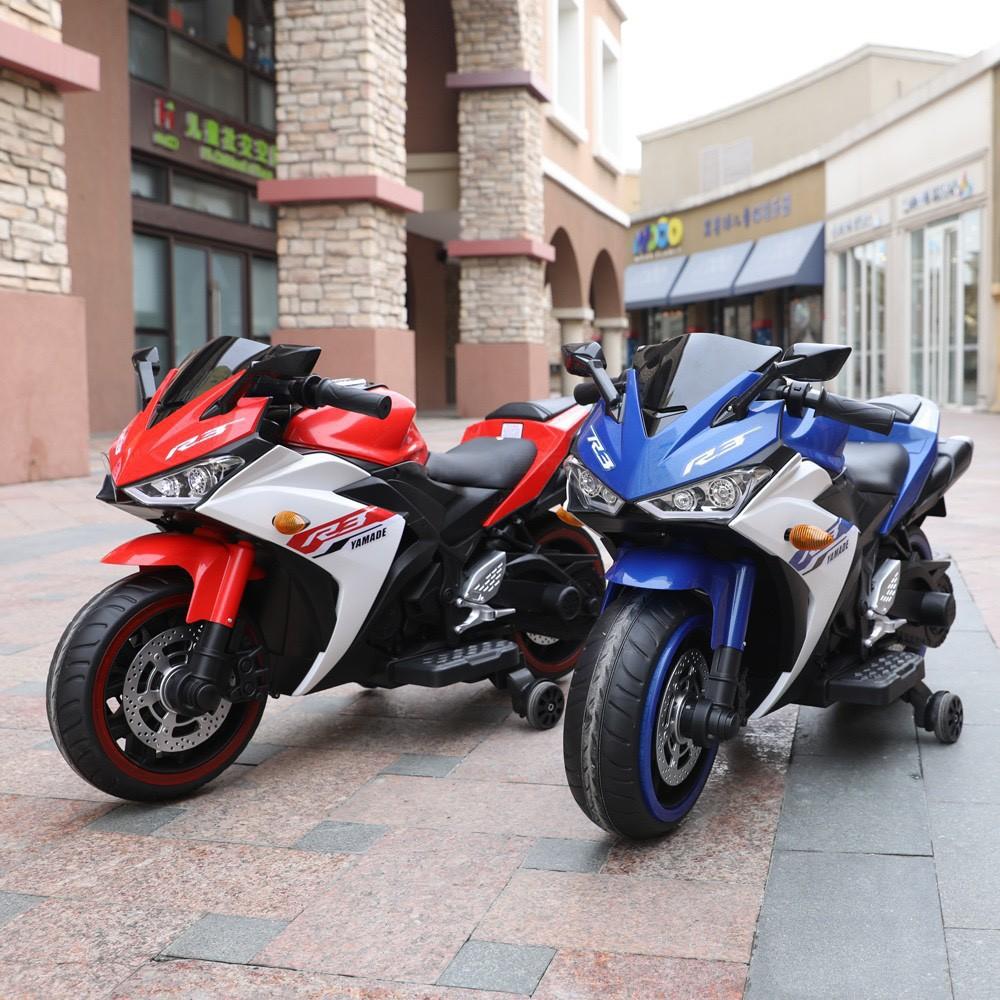 Xe máy điện moto 3 bánh R3 siêu thể thao đồ chơi cho bé tự lái (Đỏ-Hồng-Xanh)
