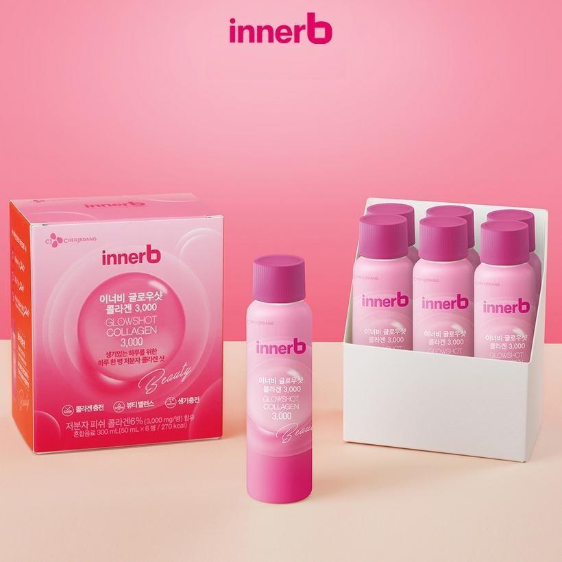 Hộp 6 chai nước uống Collagen Vitamin C sáng da InnerB Glowshot