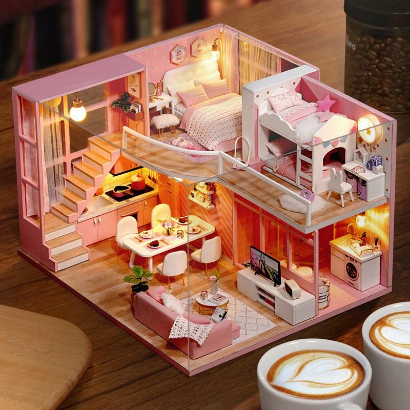 Mô hình nhà búp bê DIY Doll House Miniature_ DREAM ANGEL _CHE BỤI + KEO