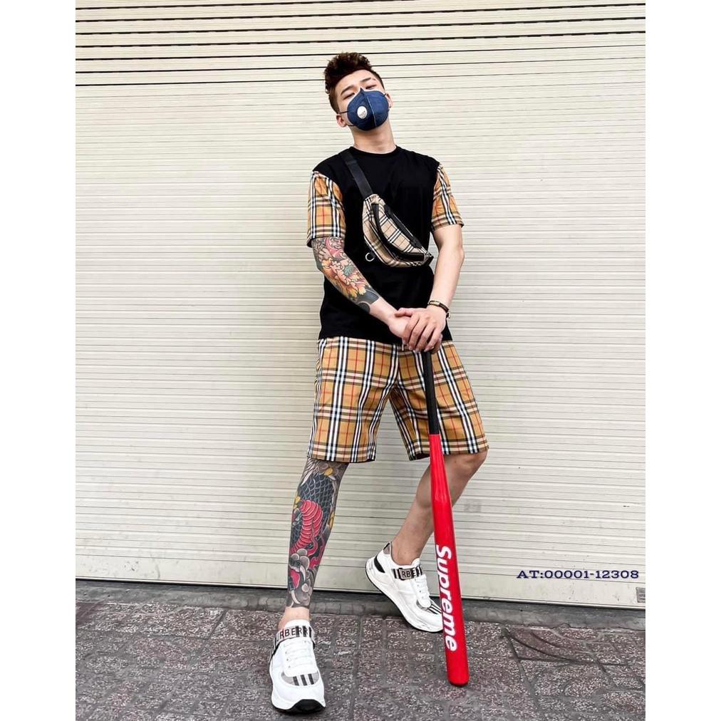 Bộ Thun Nam Hè Tay Kẻ BH07 Bộ Quần Áo Thun Nam In Hình Phong Cách Hàn Quốc Chất Liệu Thun Thoáng Mát