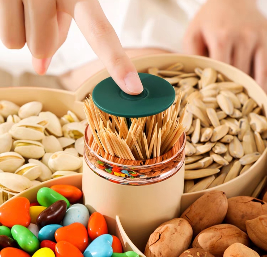 Khay mứt tết Hoa Đào Tết 2 Tầng - Khay đựng đồ ngày tết: Bánh kẹo, trái cây, đồ sấy