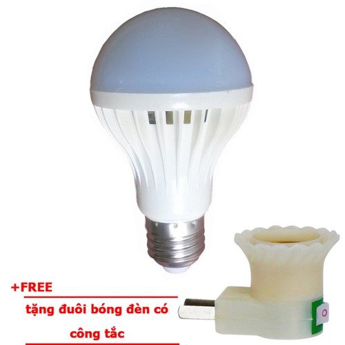 Combo 2 bóng đèn Led cảm ứng tích điện 7W (tặng kèm chui sạc)