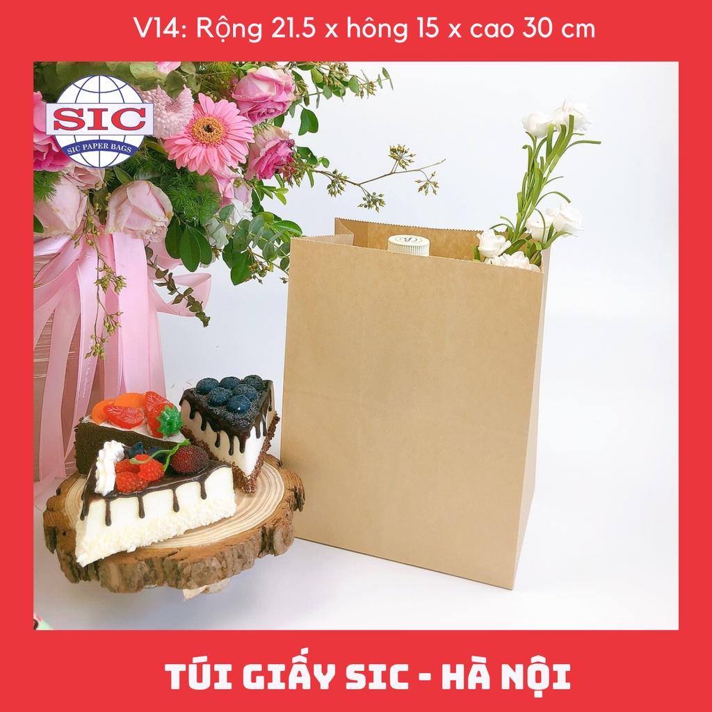 100 CHIẾC TÚI GIẤY KRAFT V14: 21.5x15x30 cm KHÔNG QUAI